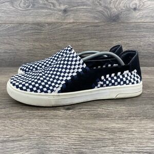 Blue Mountain Woven Checkerboard Slip On Sneakers Navy Blue White Mens Size 9